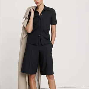 Banana Republic, Black Short Sleeve Button-Front Top M